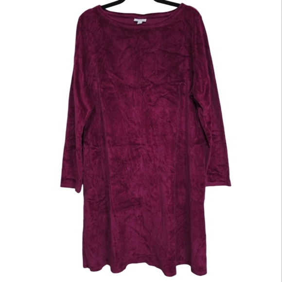 J. Jill Dresses & Skirts - J. JILL PUREJILL Burgundy Crushed Velvet Fall Knee Length Shift Dress Size XL